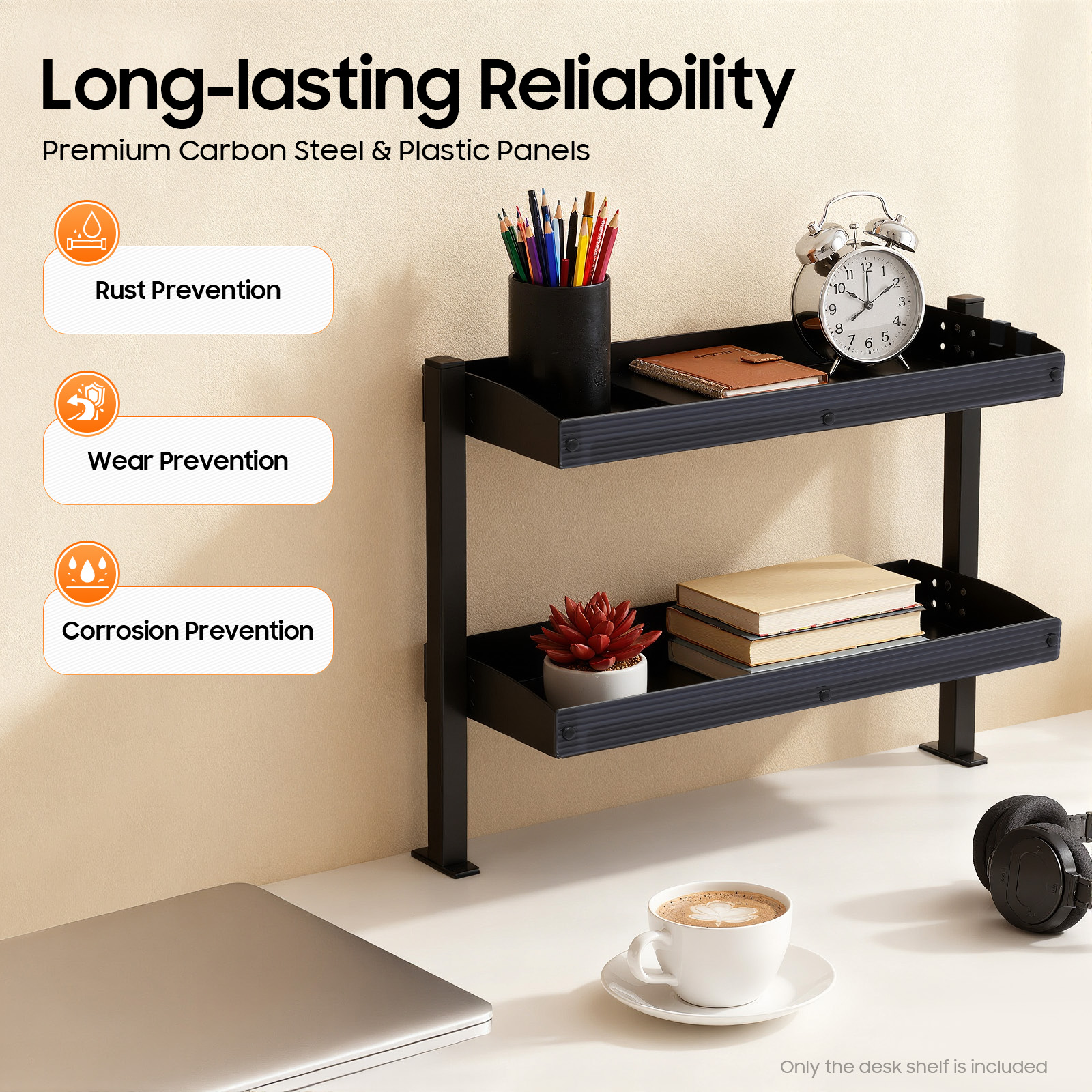Cubicle Shelf Organizer - Clamp-on Desk Shelf,Desktop or Under-Desk 2-Tier