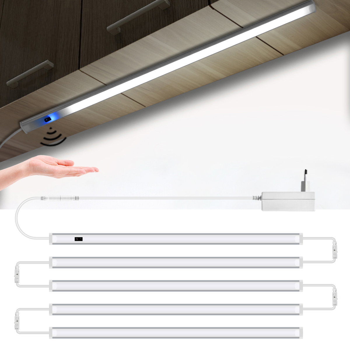 Cubicle Shelf Organizer - USB Kitchen LED Lights Under Cabinet