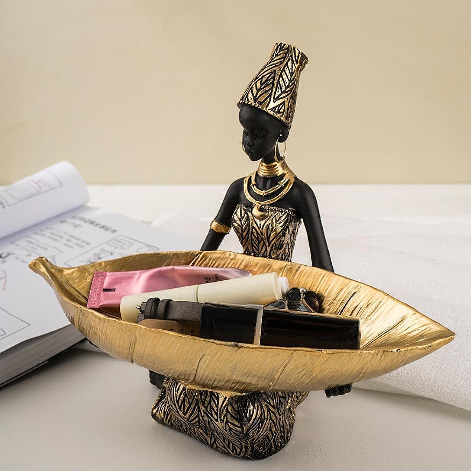 Cubicle Shelf Organizer - Resin Ornament African Woman Statue with