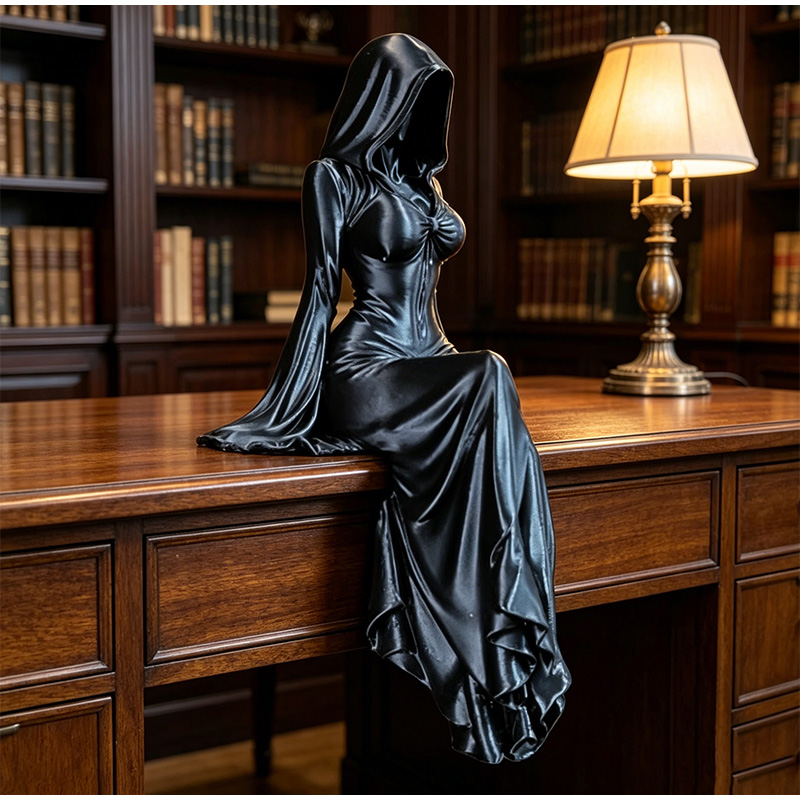 Cubicle Shelf Organizer - Lady Reaper Sitting Statue 3d Printing