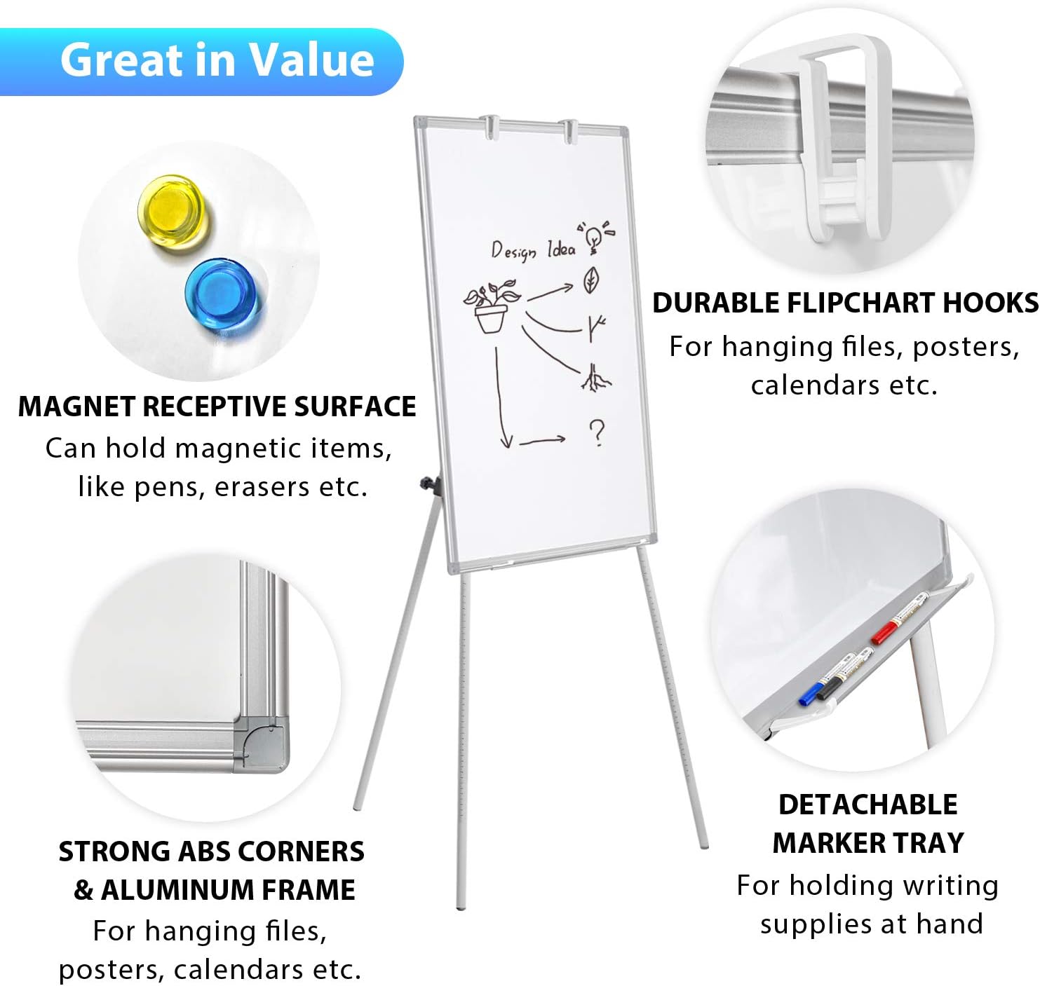 Magnetic Portable Dry Erase Ea - Whiteboard Easel Tripod avaliação e preço