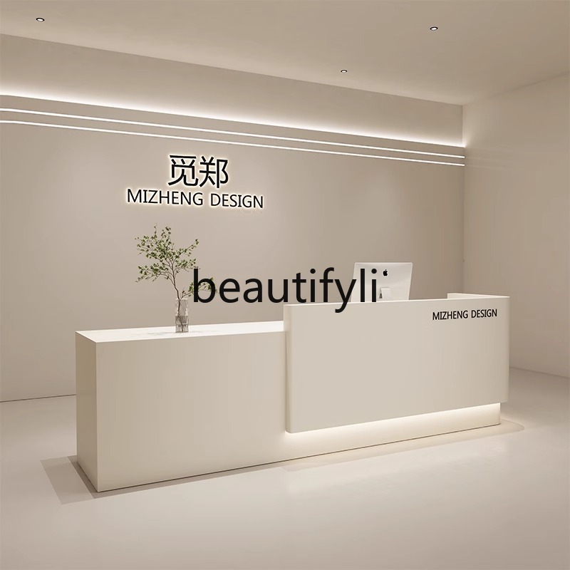 Cream Style Curved Cashier Cou - Reception Desk Counter avaliação e preço