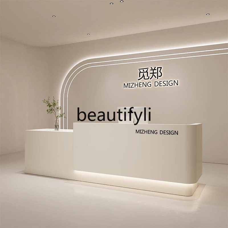 Cream Style Curved Cashier Cou - Reception Desk Counter avaliação e preço