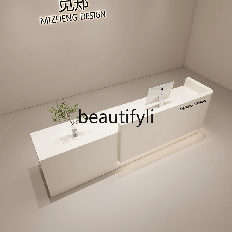 Cream Style Curved Cashier Cou - Reception Desk Counter avaliação e preço