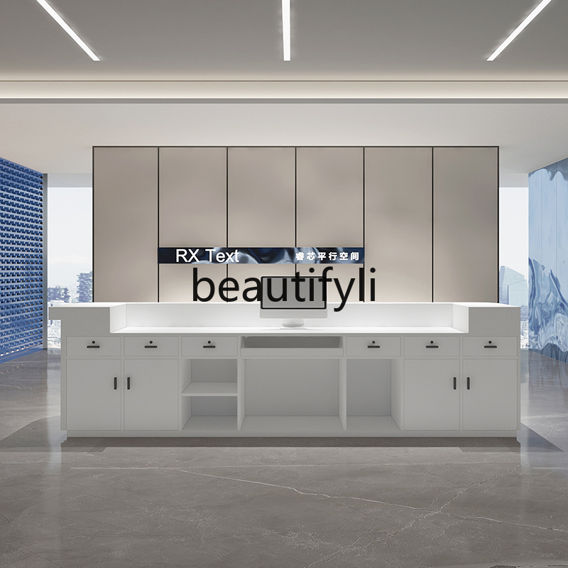 Modern Minimalist Company Fron - Reception Desk Counter avaliação e preço