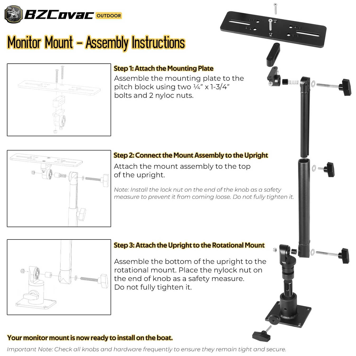 Marine Anodized Aluminum Monit - Adjustable Monitor Mount avaliação e preço