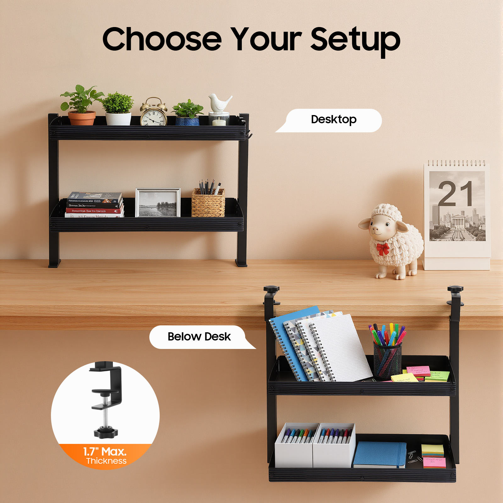 Clamp-on Desk Shelf,Desktop or - Cubicle Shelf Organizer avaliação e preço