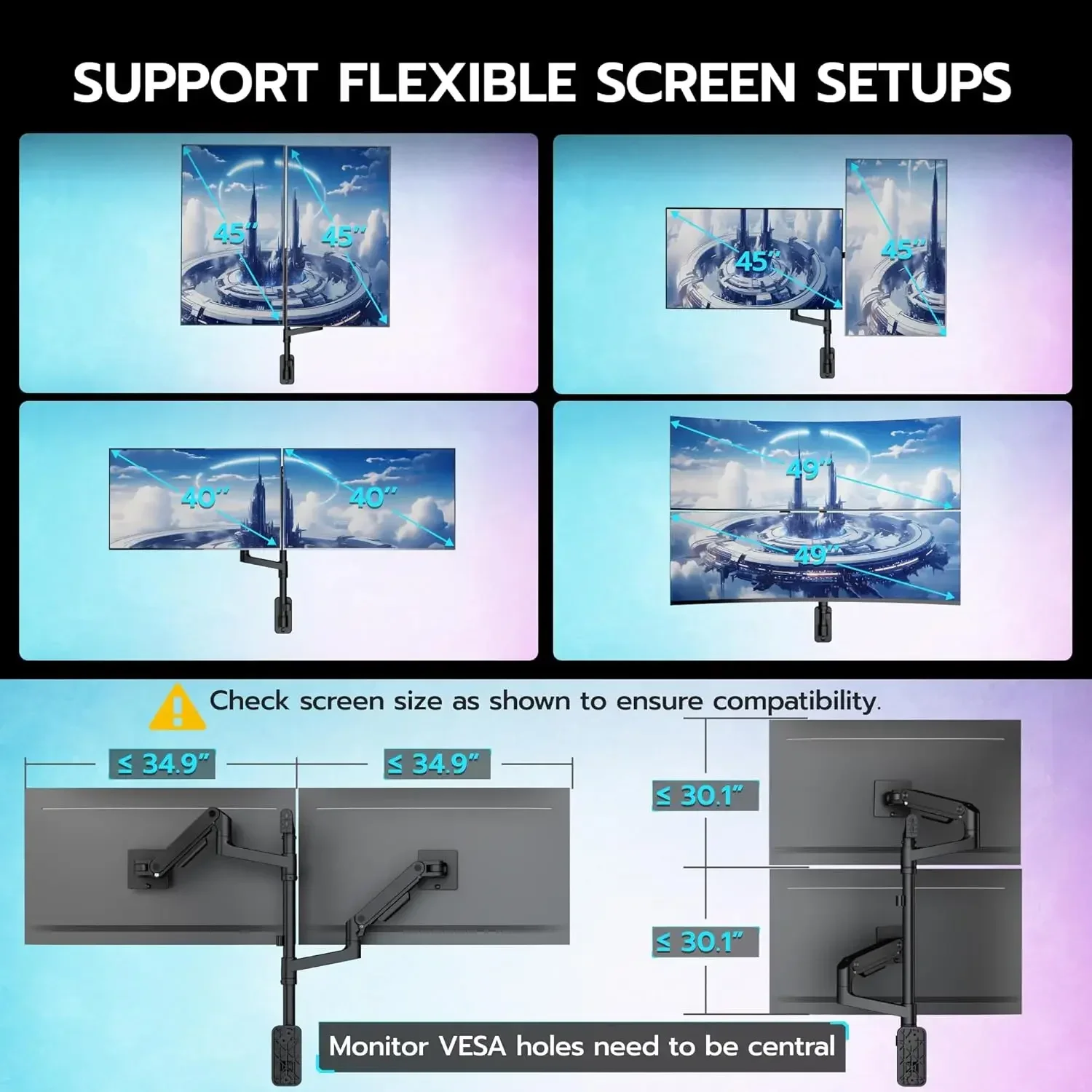 Dual Monitor Wall Mount for 17 - Adjustable Monitor Mount avaliação e preço
