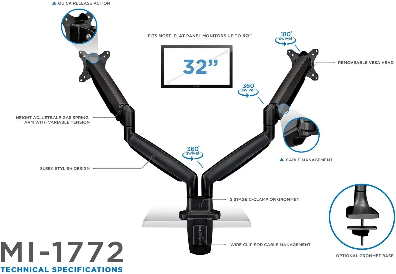 Dual Monitor Arm Mount | Desk  - Adjustable Monitor Mount avaliação e preço