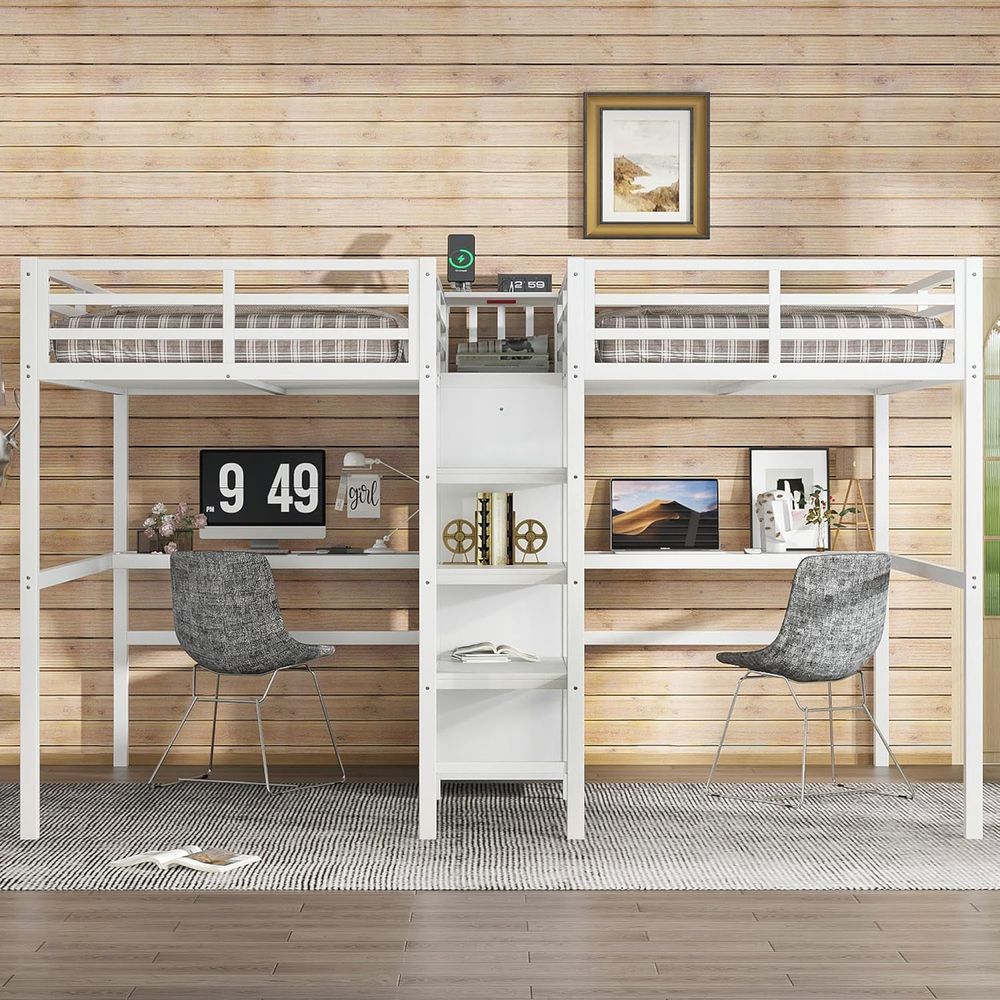 Twin Size Metal Bed with Desk, - Cubicle Shelf Organizer avaliação e preço