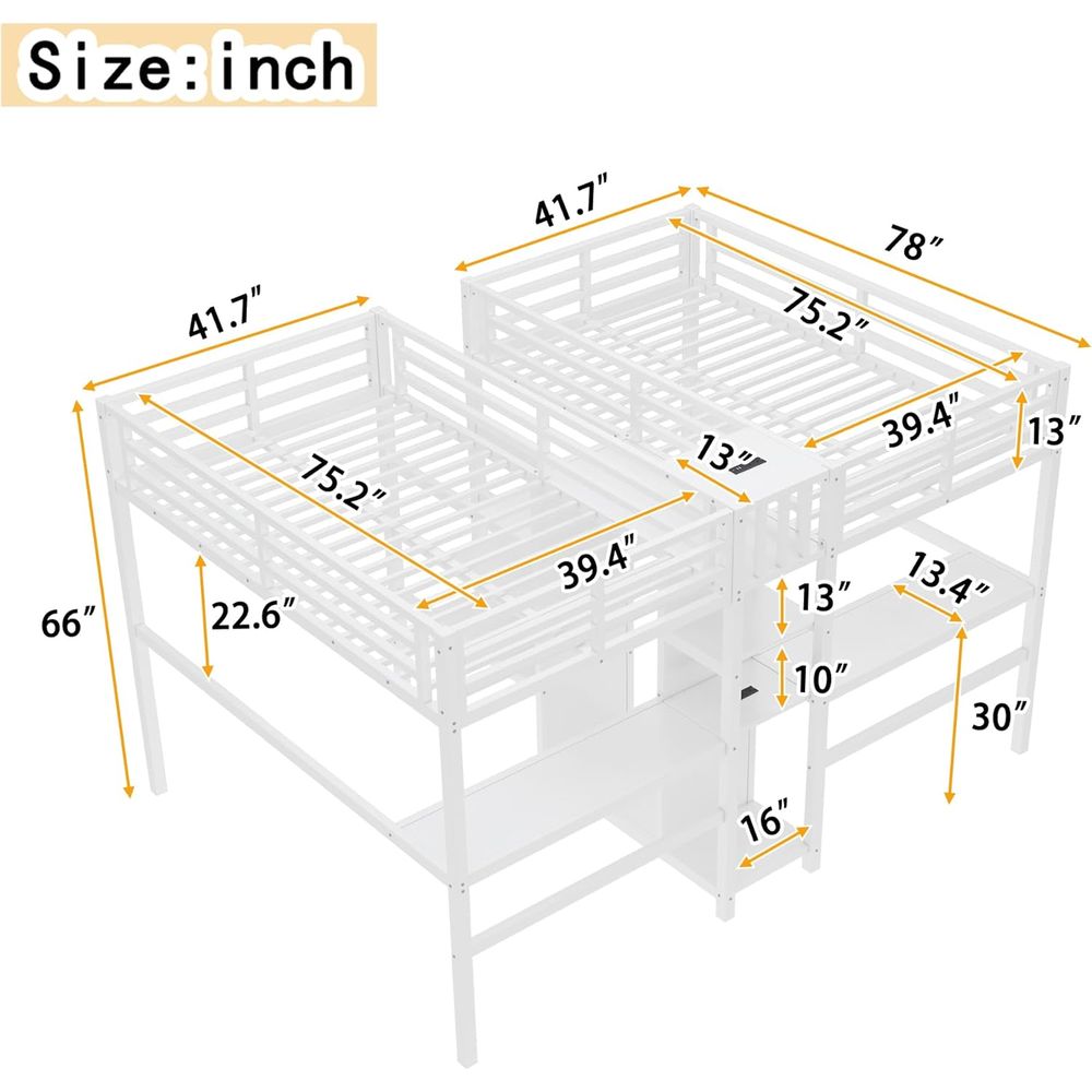 Twin Size Metal Bed with Desk, - Cubicle Shelf Organizer avaliação e preço